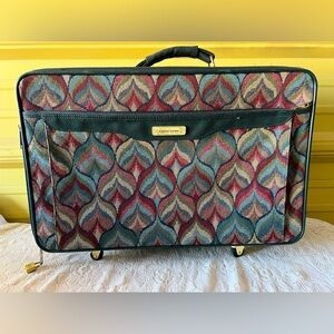 Vintage American Tourister TapestryRolling SuitcaseFloral Leaf Print 90s Luggage